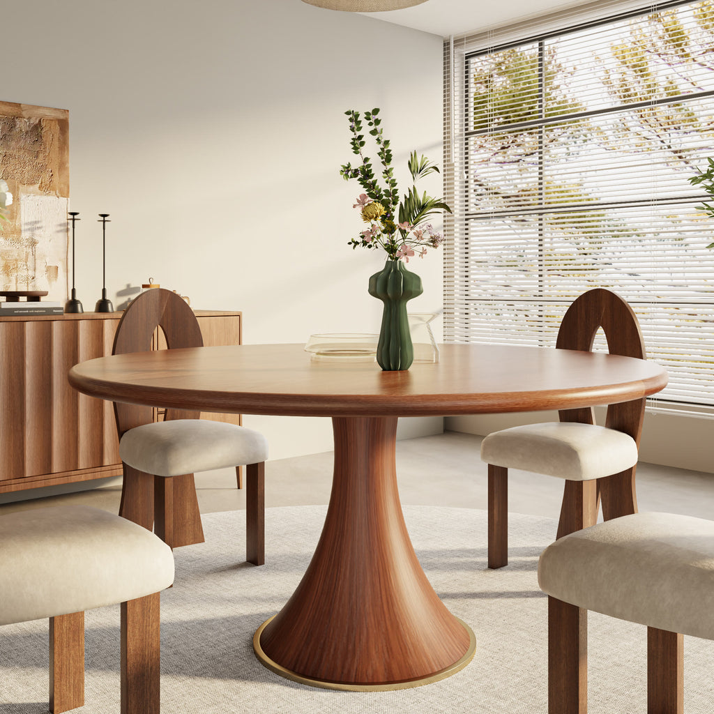 Mid-Century Modern Round Dining Table For 4-8 People