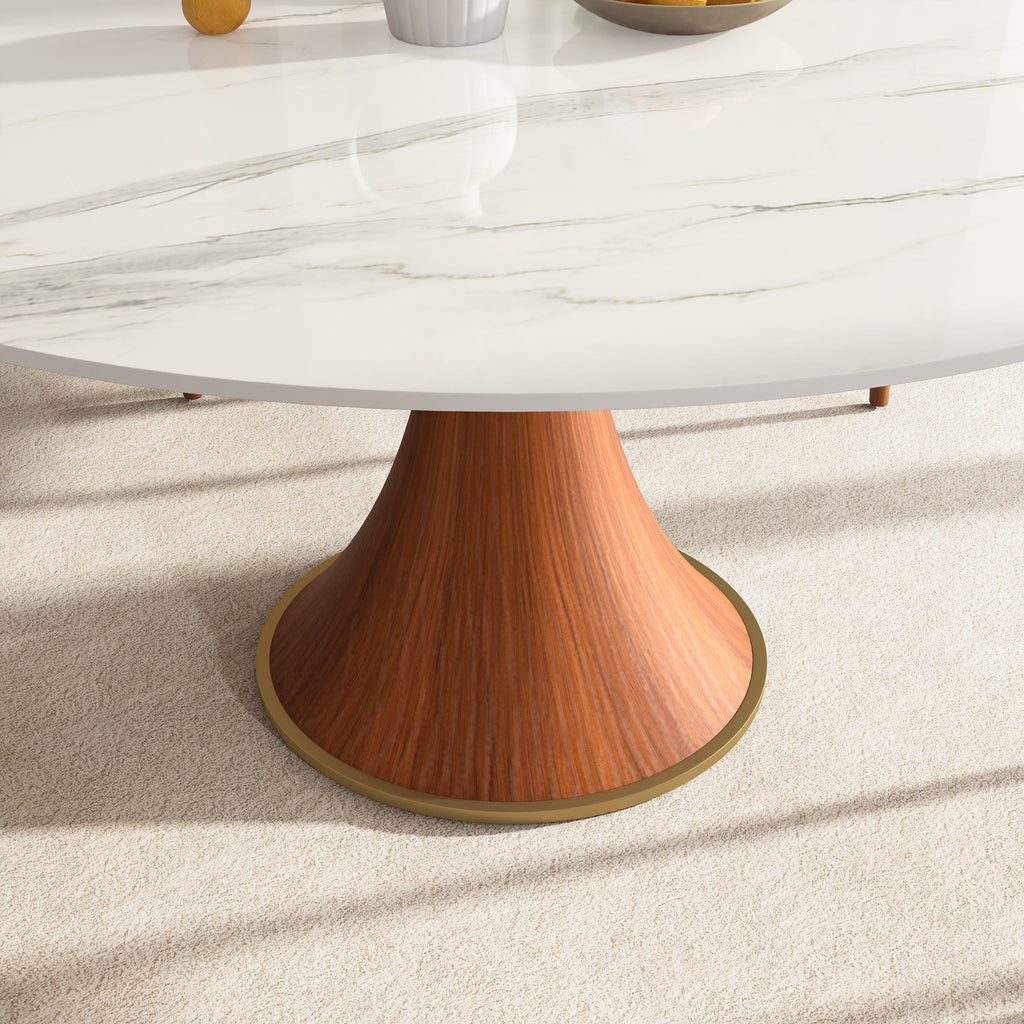 Mid-Century Modern Round Dining Table For 4-8 People