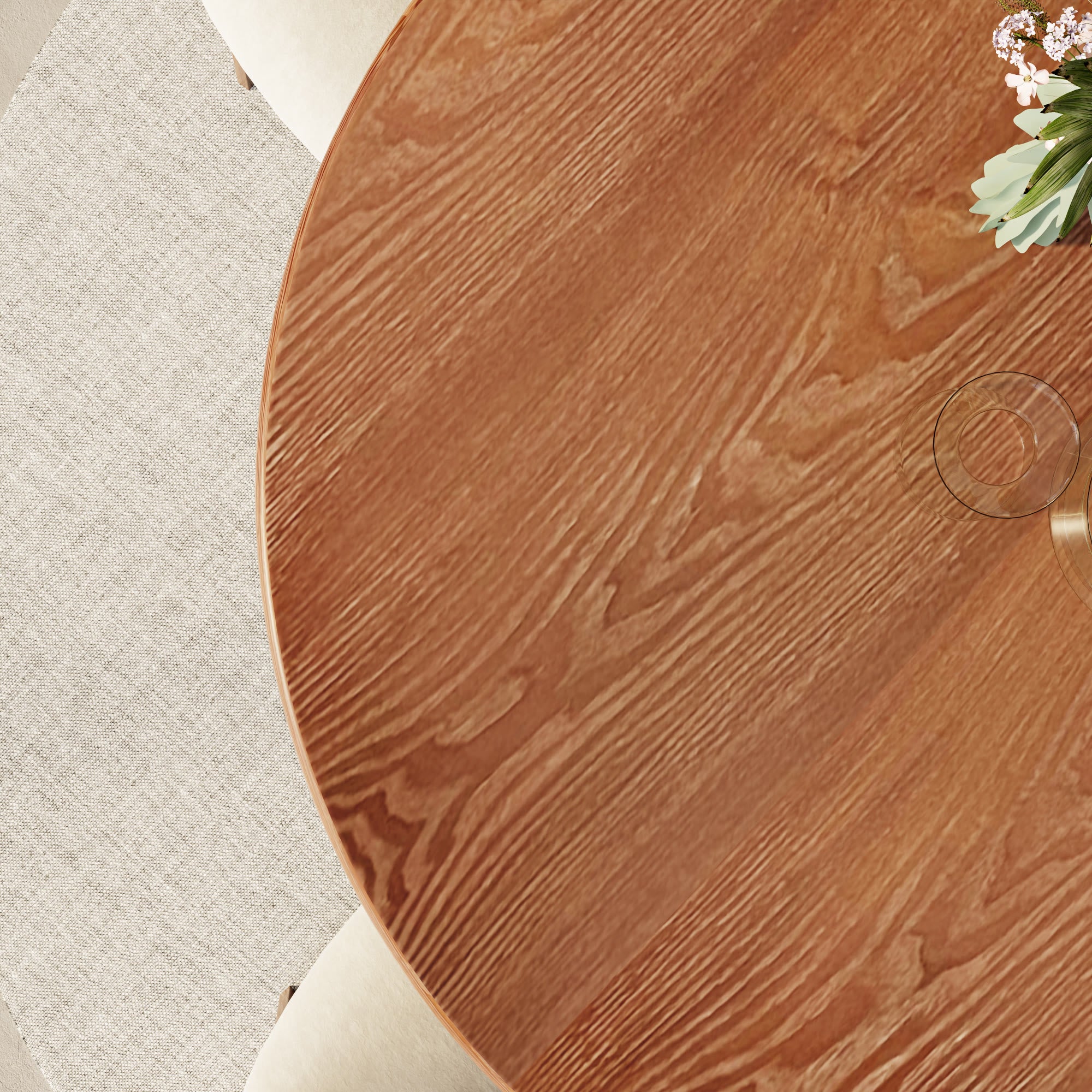 Mid-Century Modern Round Dining Table For 4-8 People