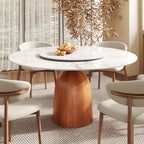 Soluna Round Kitchen Table Mid-Century Style For 4-8 People - Snowy White - 59" Table With Lazy Susan - image 5
