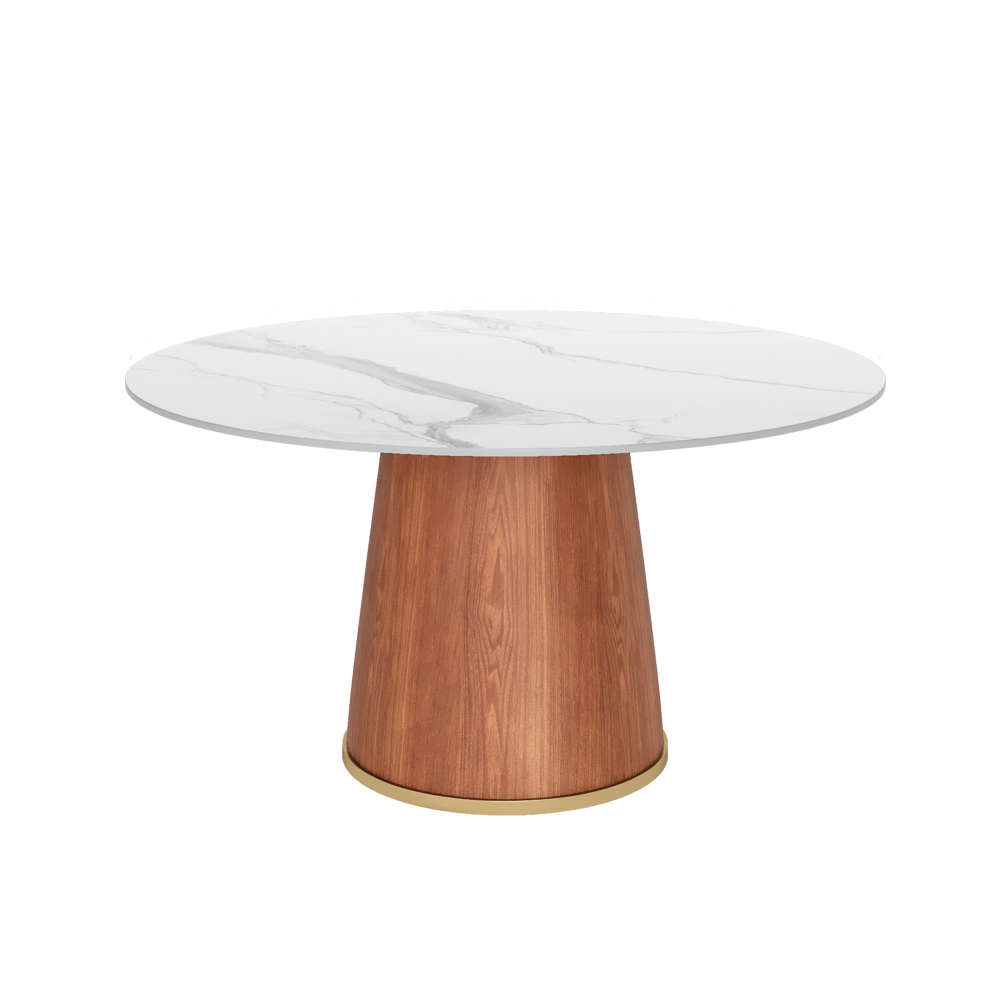 Round Dining Table With Solid Wood Bucket Base For 4-8 People