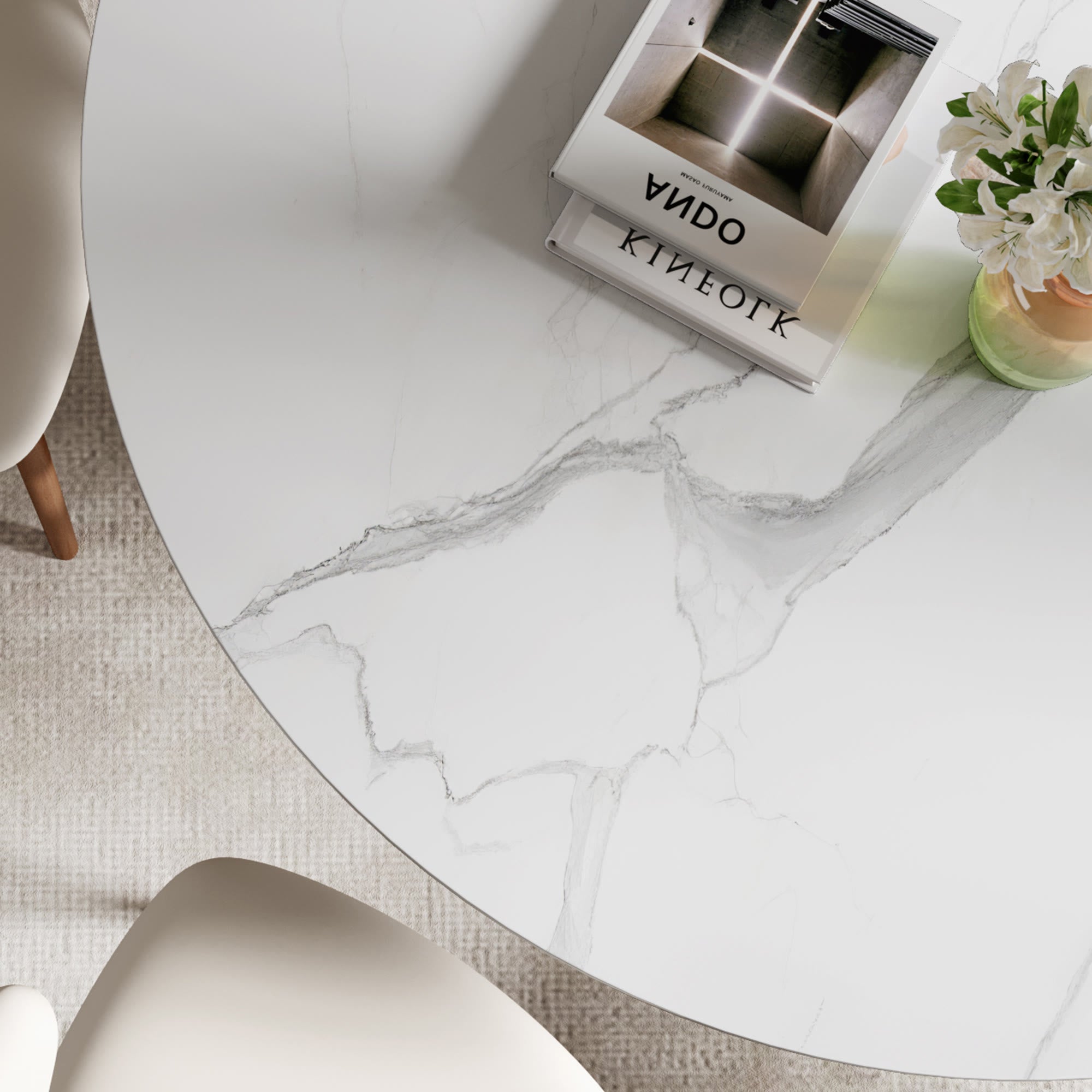 Farmhouse Round Dining Table With Vase-shaped Pedestal For 4-8 People