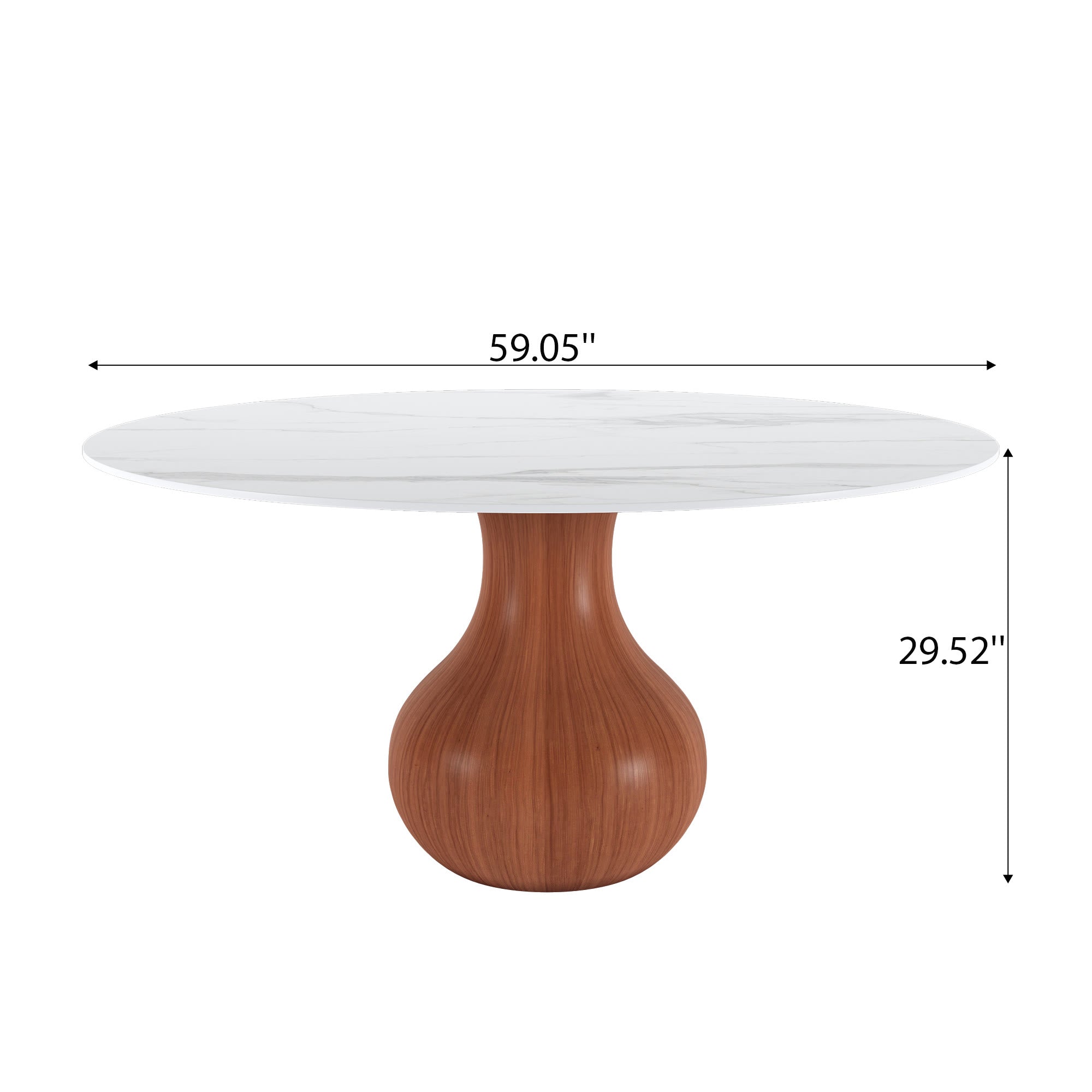 Farmhouse Round Dining Table With Vase-shaped Pedestal For 4-8 People