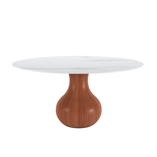 Farmhouse Round Dining Table With Vase-shaped Pedestal For 4-8 People - image 1