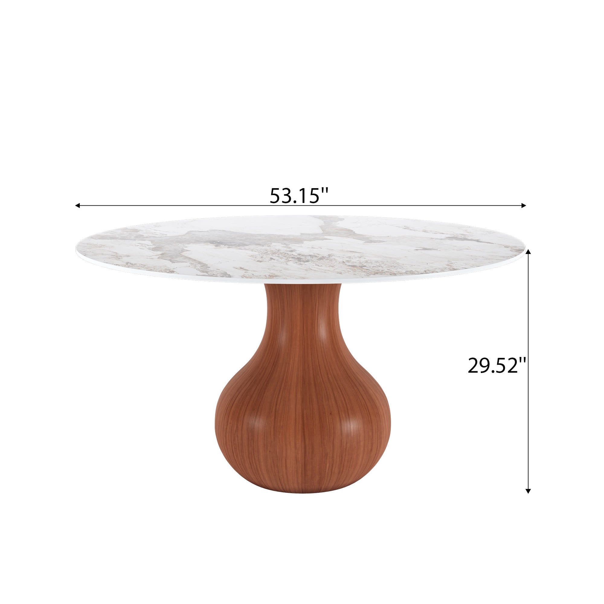 Farmhouse Round Dining Table With Vase-shaped Pedestal For 4-8 People