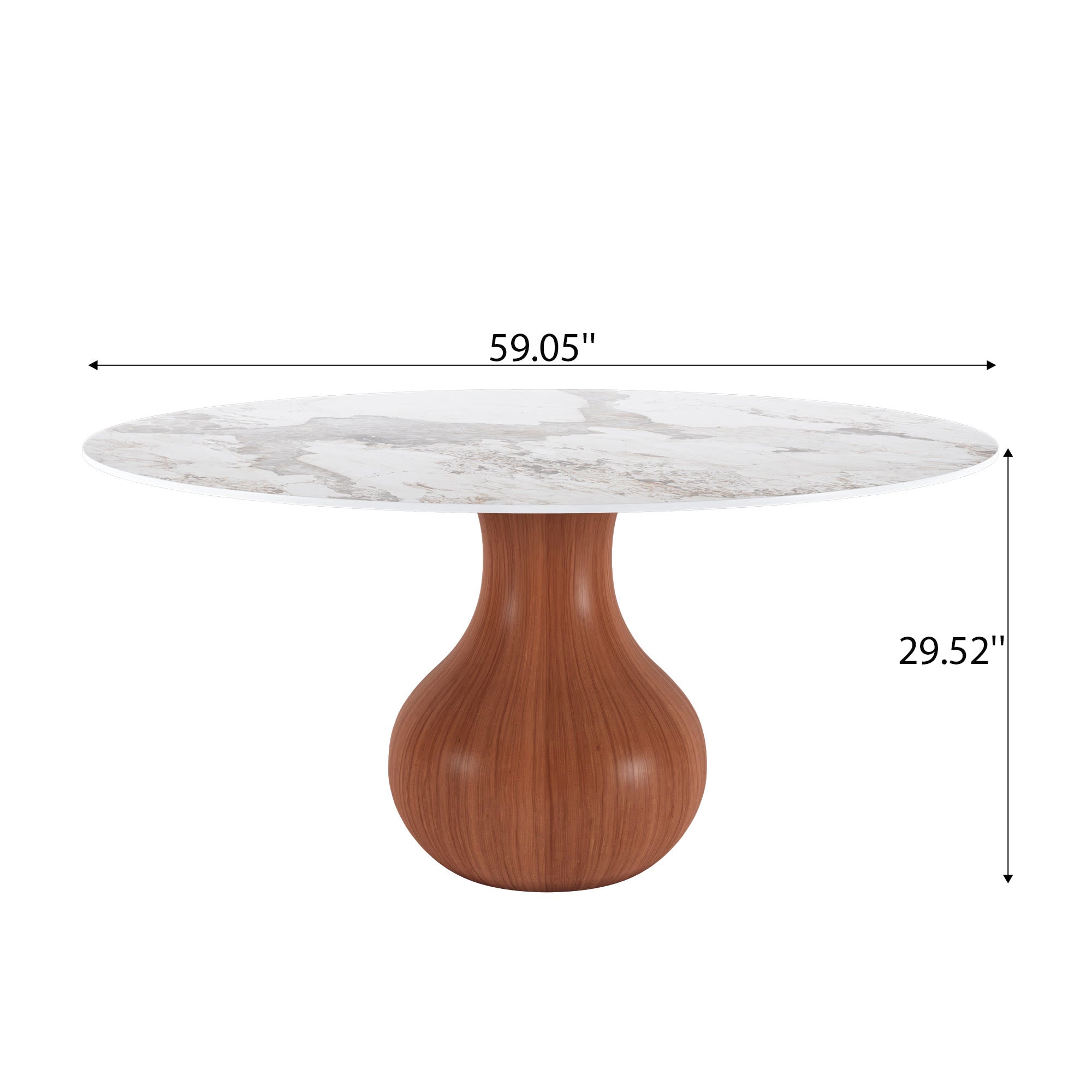 Farmhouse Round Dining Table With Vase-shaped Pedestal For 4-8 People