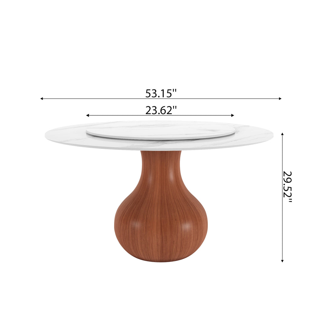 Farmhouse Round Dining Table With Vase-shaped Pedestal For 4-8 People