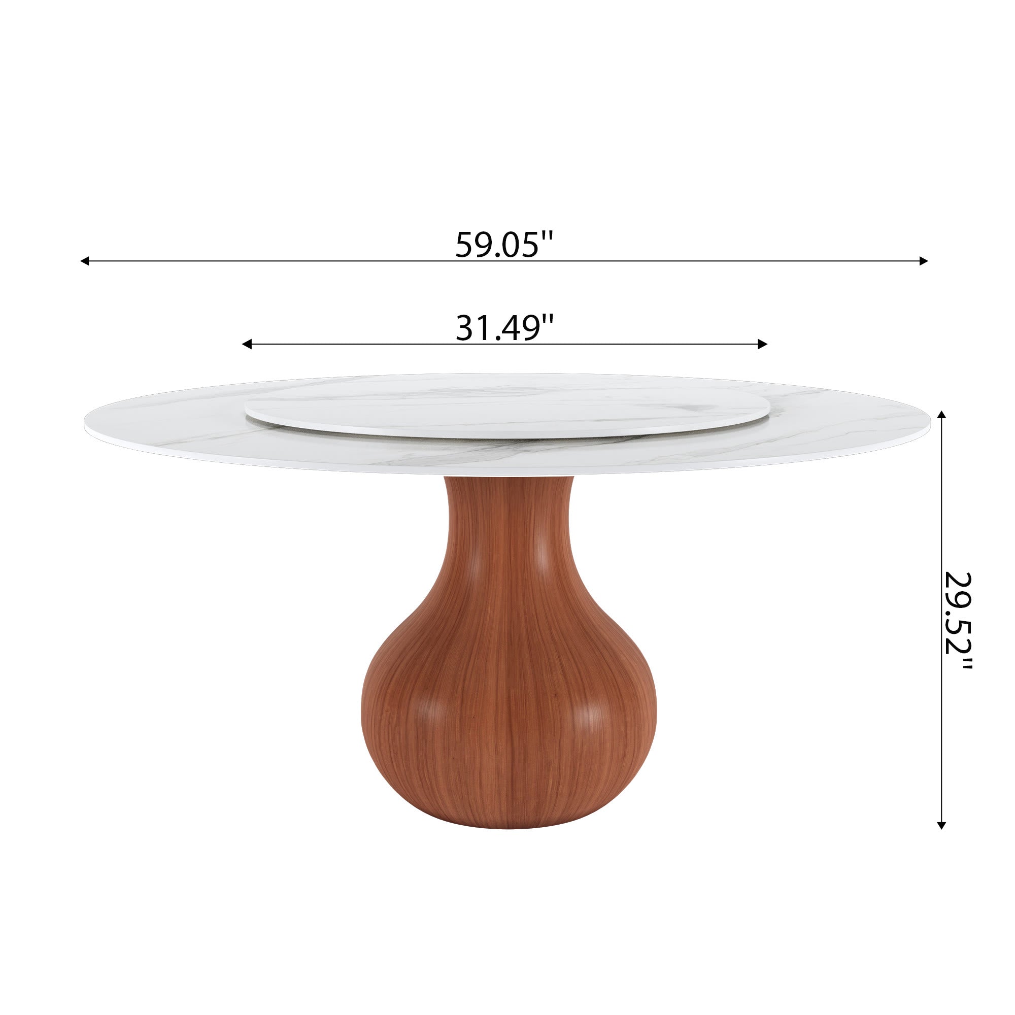Farmhouse Round Dining Table With Vase-shaped Pedestal For 4-8 People
