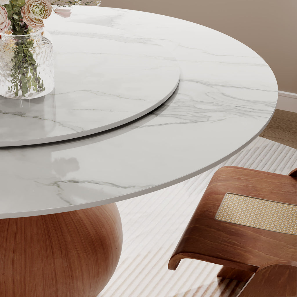 Farmhouse Round Dining Table With Vase-shaped Pedestal For 4-8 People