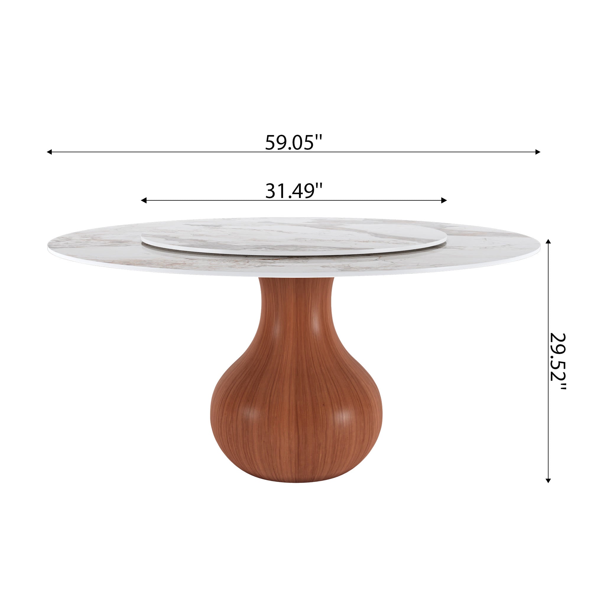 Farmhouse Round Dining Table With Vase-shaped Pedestal For 4-8 People