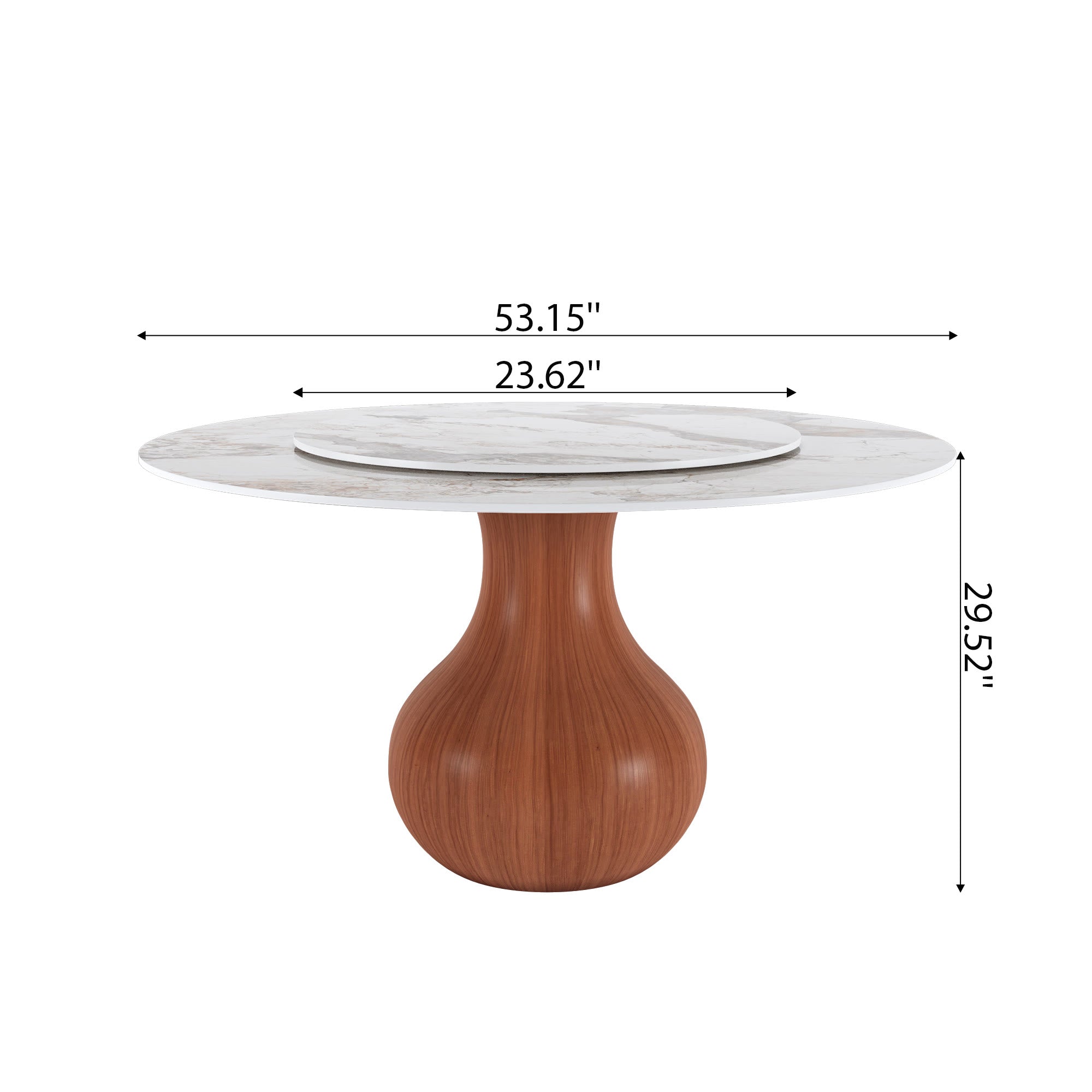 Farmhouse Round Dining Table With Vase-shaped Pedestal For 4-8 People