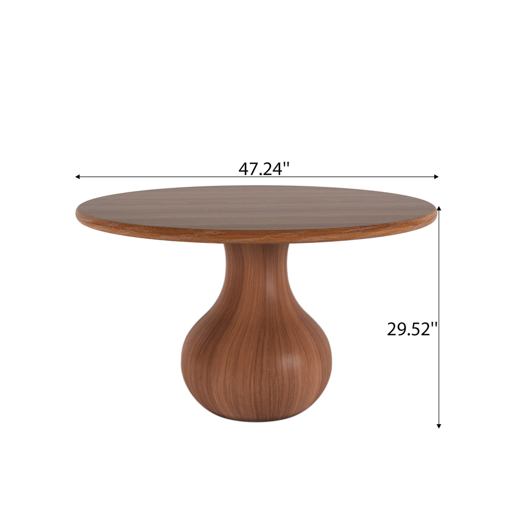 Farmhouse Round Dining Table With Vase-shaped Pedestal For 4-8 People