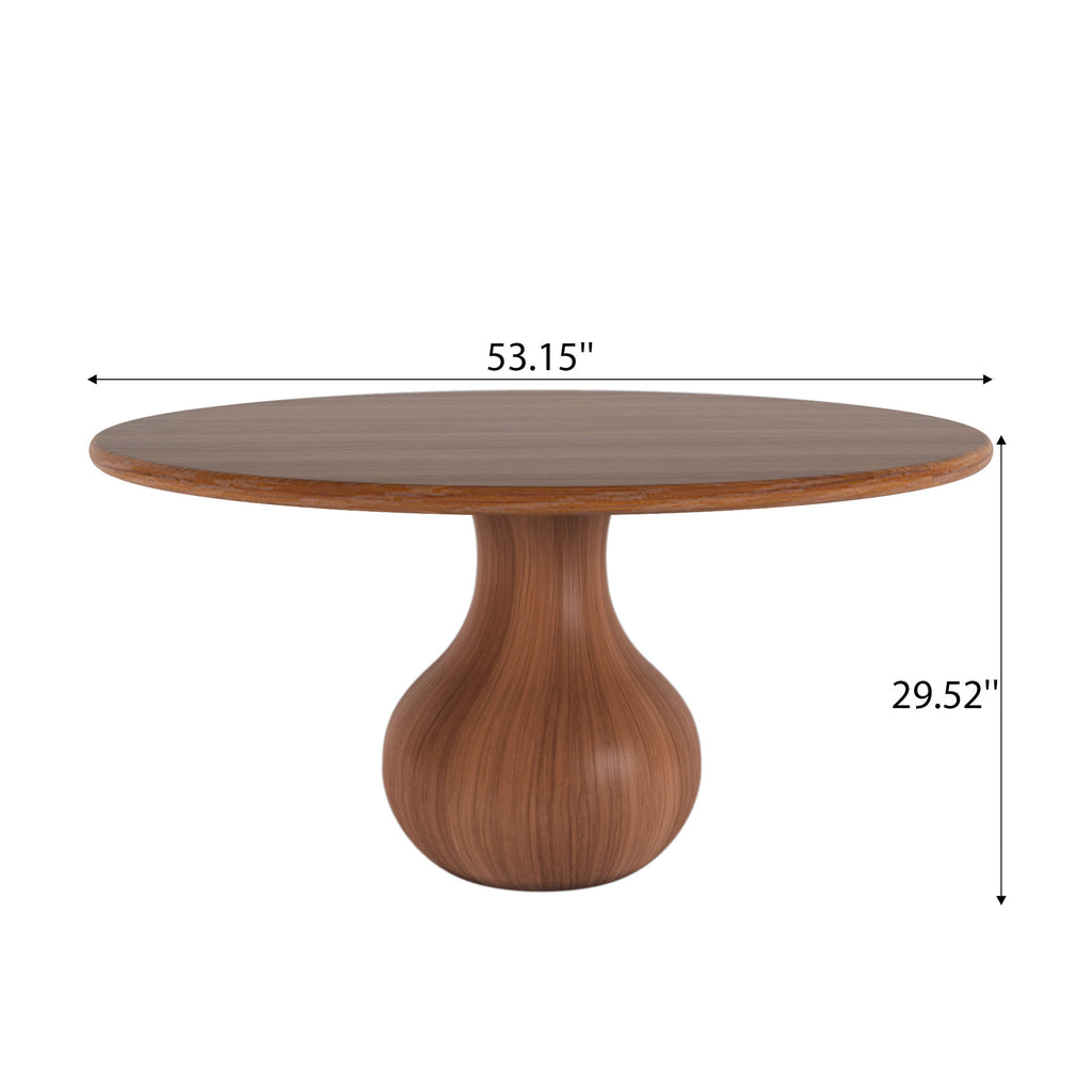 Farmhouse Round Dining Table With Vase-shaped Pedestal For 4-8 People