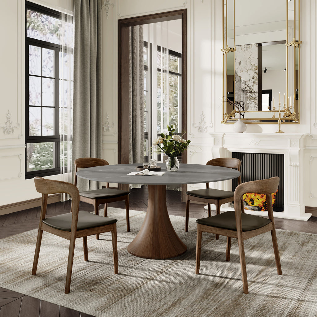 Luxury Gray Mid-Century Modern Round Dining Table For 4/6/8 - image 2
