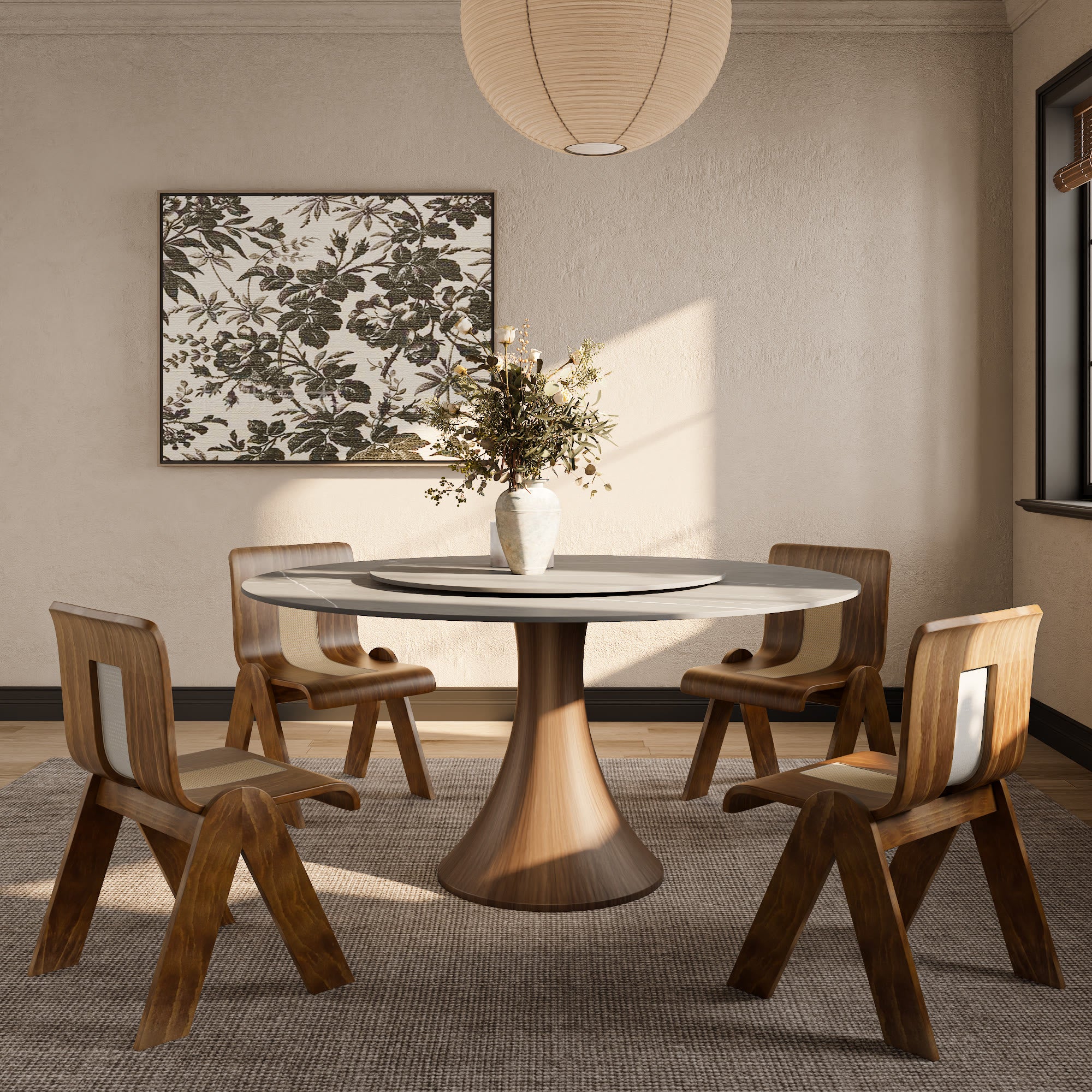 Luxury Gray Mid-Century Modern Round Dining Table For 4/6/8 - image 5