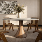 Luxury Gray Mid-Century Modern Round Dining Table For 4/6/8 - Light Gray - 59" Table With Lazy Susan - image 4