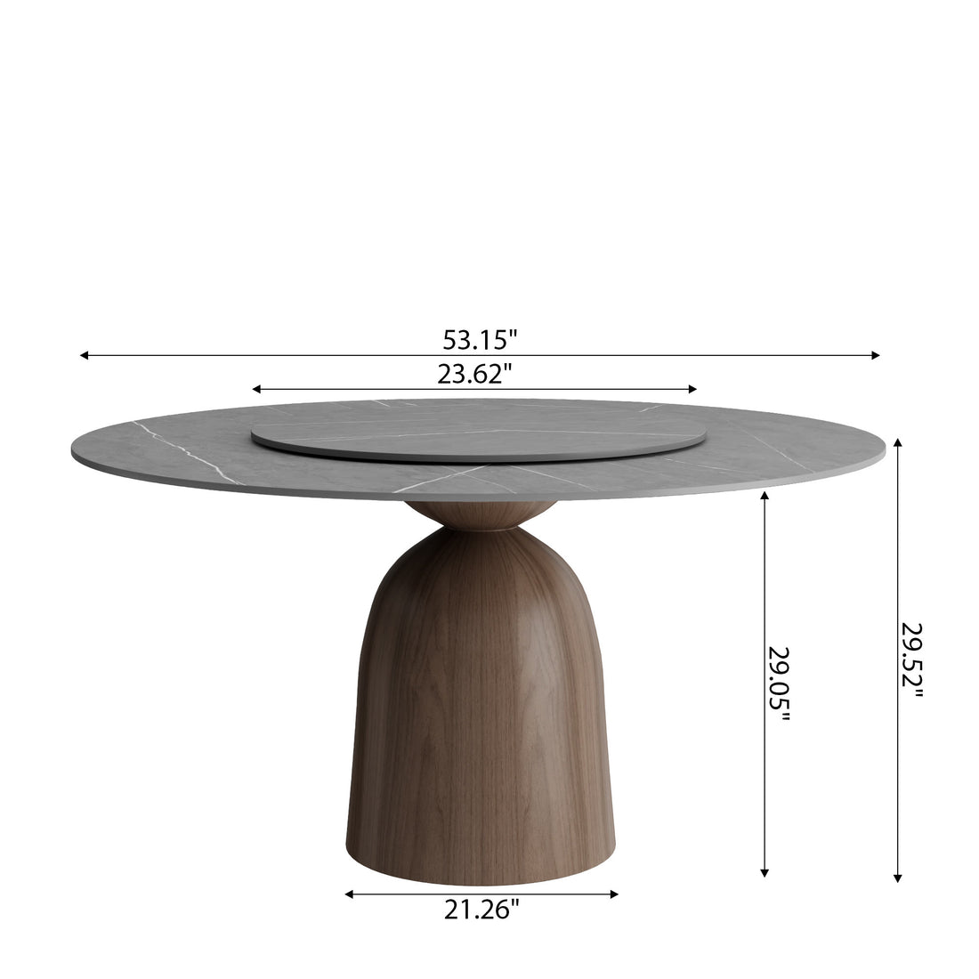 Iffhome Light Gray Round Dining Table For 4/6/8 Mid Century Modern Dining Tables