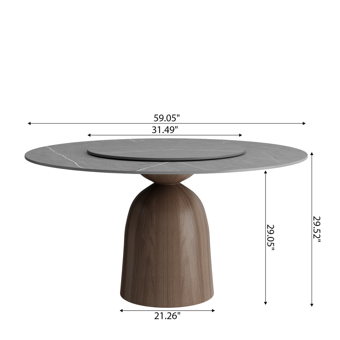 Iffhome Light Gray Round Dining Table For 4/6/8 Mid Century Modern Dining Tables