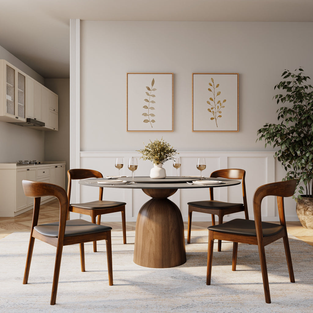 Light Gray Round Dining Table For 4/6/8 Mid Century Modern Dining Tables - image 12