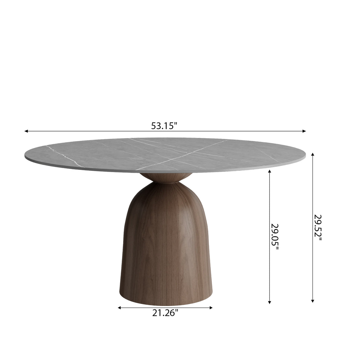 Iffhome Light Gray Round Dining Table For 4/6/8 Mid Century Modern Dining Tables