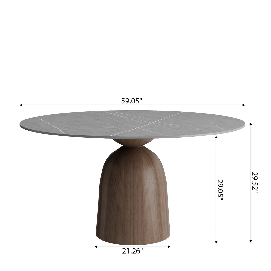 Iffhome Light Gray Round Dining Table For 4/6/8 Mid Century Modern Dining Tables