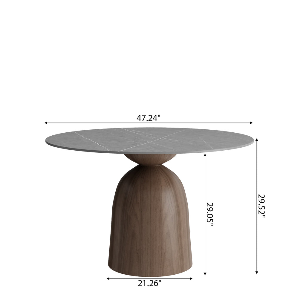 Light Gray Round Dining Table For 4/6/8 Mid Century Modern Dining Tables - image 14