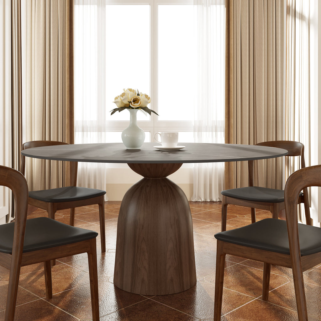 Light Gray Round Dining Table For 4/6/8 Mid Century Modern Dining Tables - Light Gray - 59" Table - image 7