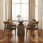 Light Gray Round Dining Table For 4/6/8 Mid Century Modern Dining Tables - image 9