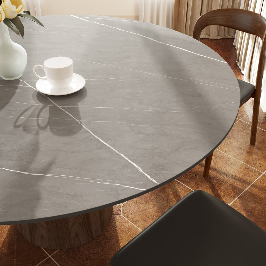 Light Gray Round Dining Table For 4/6/8 Mid Century Modern Dining Tables - image 10