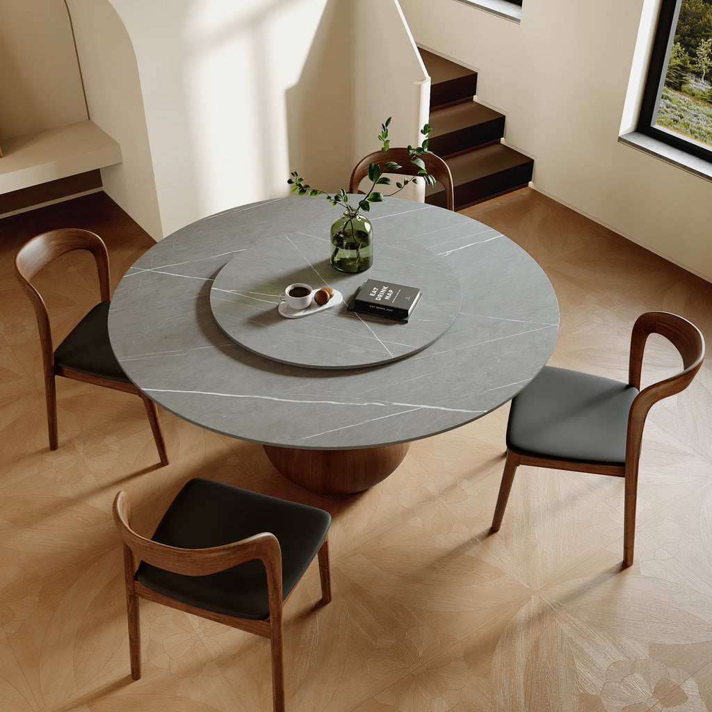 Luxury Gray Mid-Century Space-Saving Round Kitchen Table For 4/6/8 - image 14