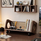 Retro Style Solid Wood Desktop Storage Rack - Brown - image 2