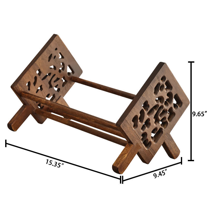 Solid Wood Carved Desktop Bookshelf
