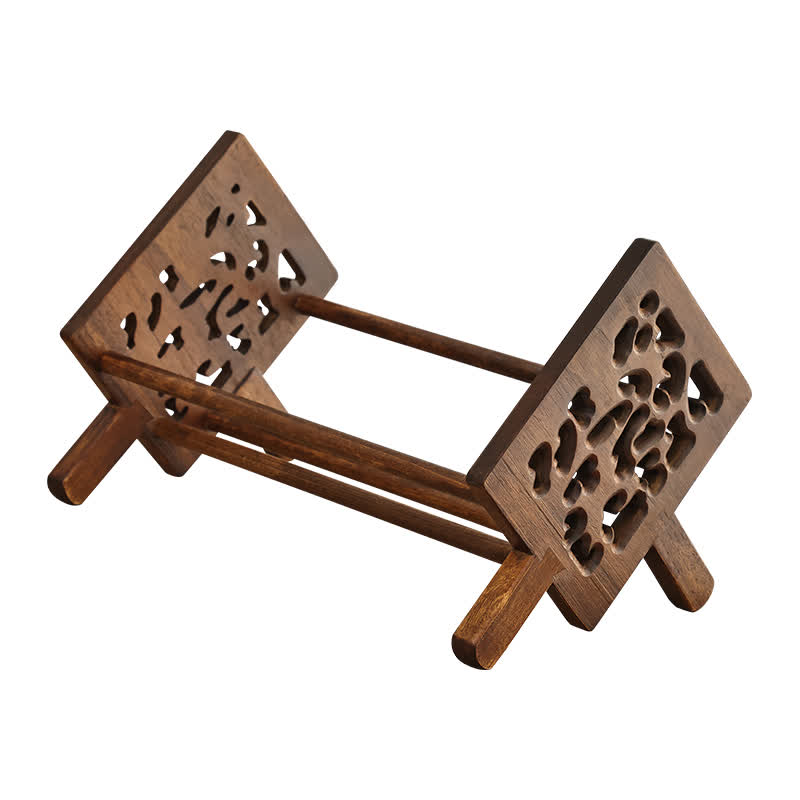 Solid Wood Carved Desktop Bookshelf