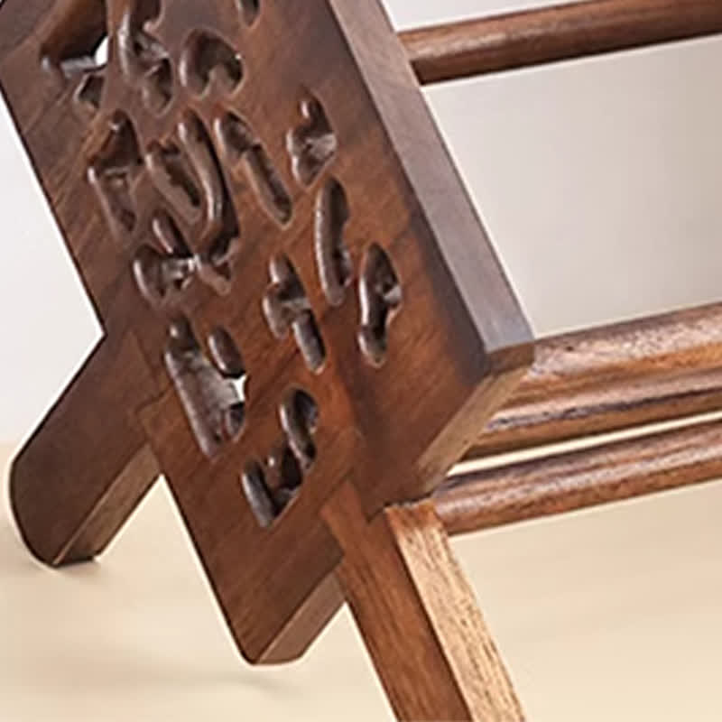 Solid Wood Carved Desktop Bookshelf