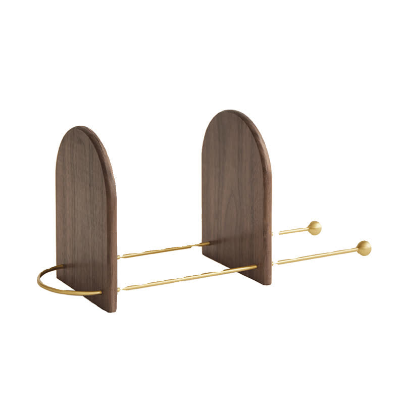 Minimalist Wood Brass Expandable Desktop Bookshelf - image 1
