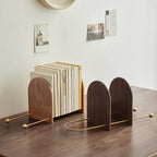 Minimalist Wood Brass Expandable Desktop Bookshelf - image 4