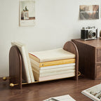 Minimalist Wood Brass Expandable Desktop Bookshelf - image 2