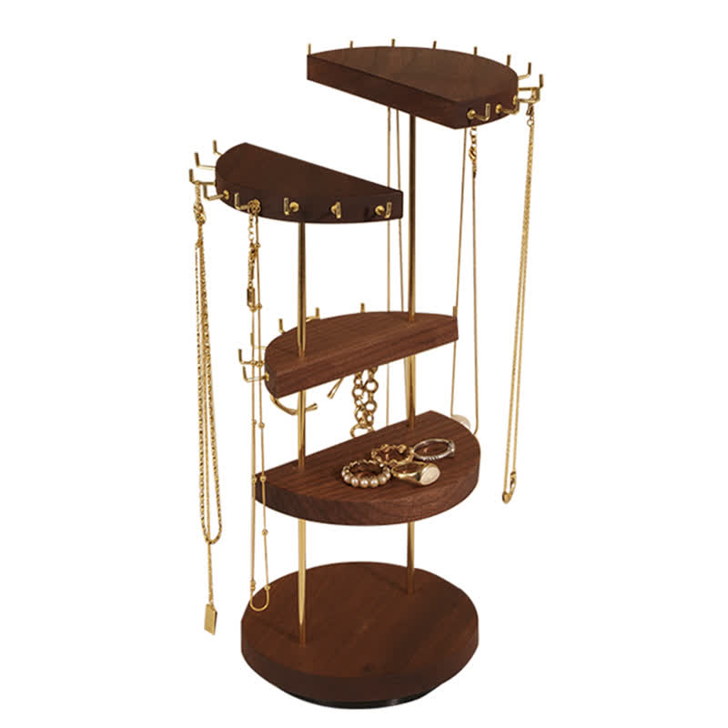 Black Walnut Wood Rotating Jewelry Stand