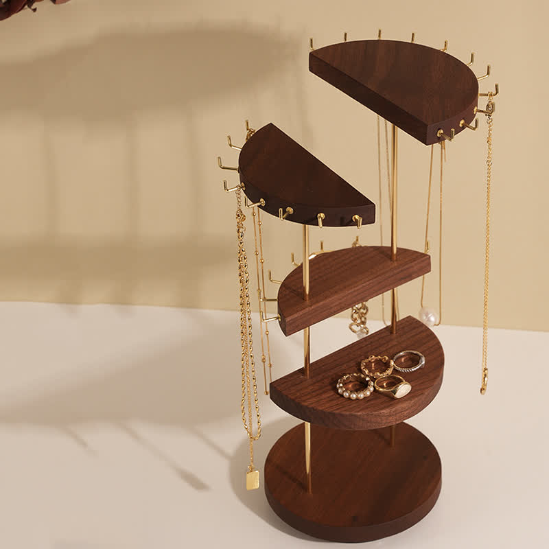 Black Walnut Wood Rotating Jewelry Stand