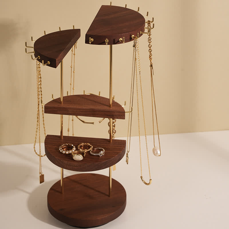 Black Walnut Wood Rotating Jewelry Stand