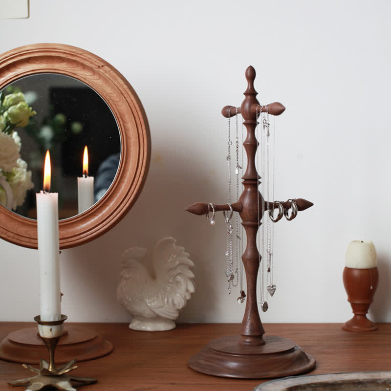 Mid-century Solid Wood Jewelry Stand