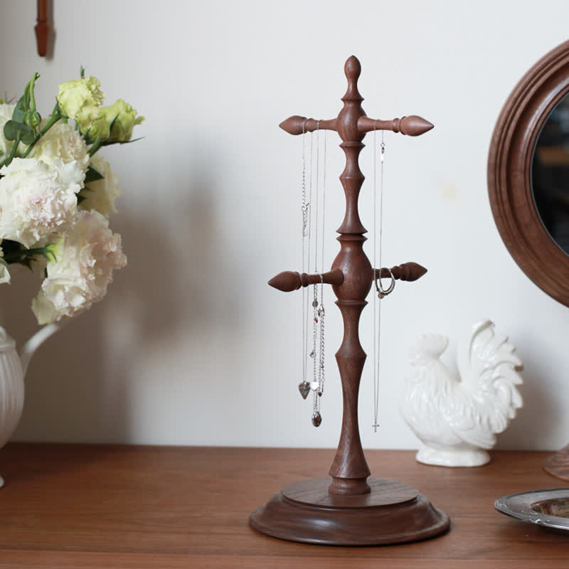 Mid-century Solid Wood Jewelry Stand