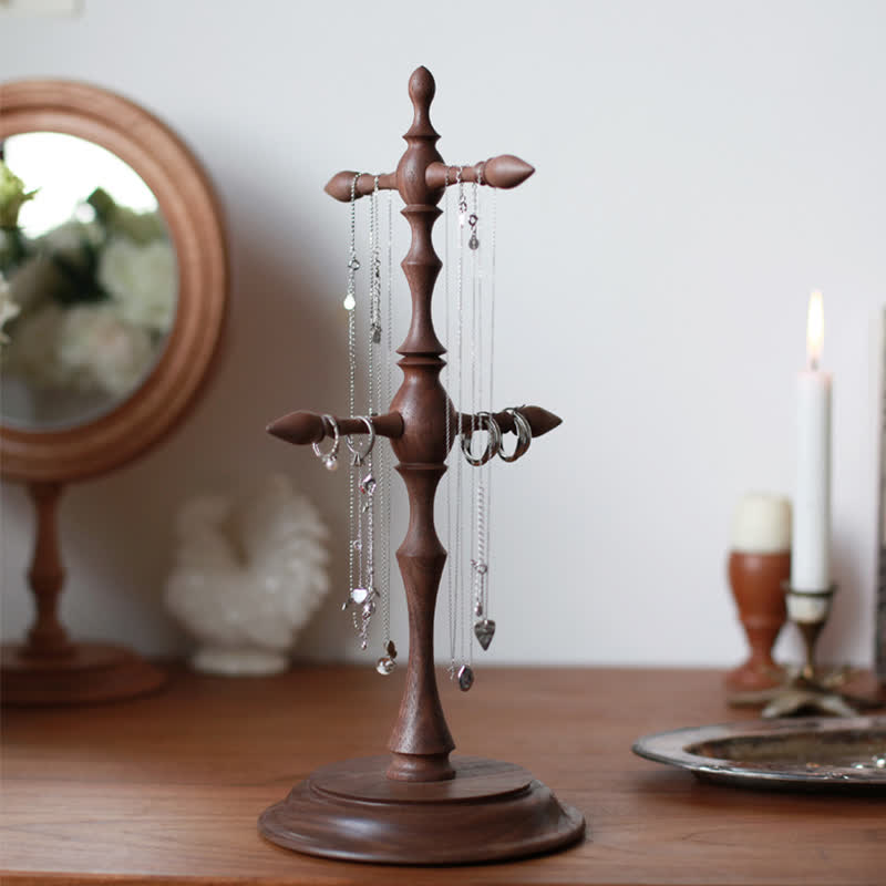 Mid-century Solid Wood Jewelry Stand - Brown - image 0