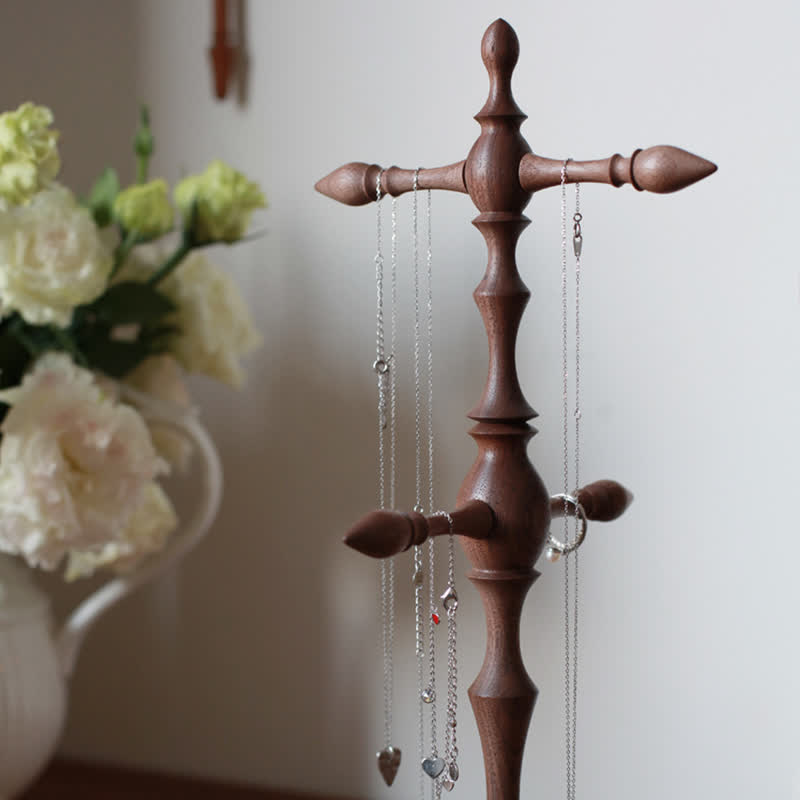 Mid-century Solid Wood Jewelry Stand