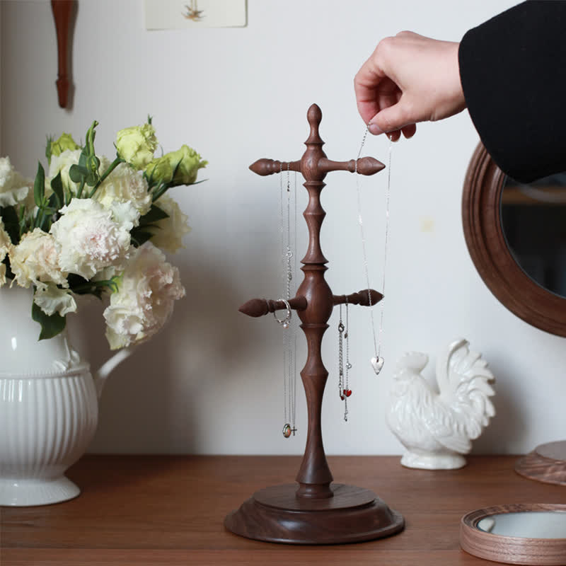 Mid-century Solid Wood Jewelry Stand