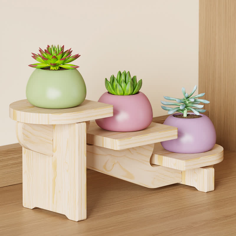 Wooden Desktop Multi-tier Organizer Plant Stand - Cream - image 0