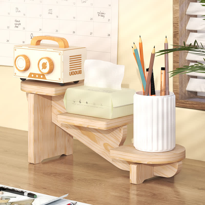 Wooden Desktop Multi-tier Organizer Plant Stand
