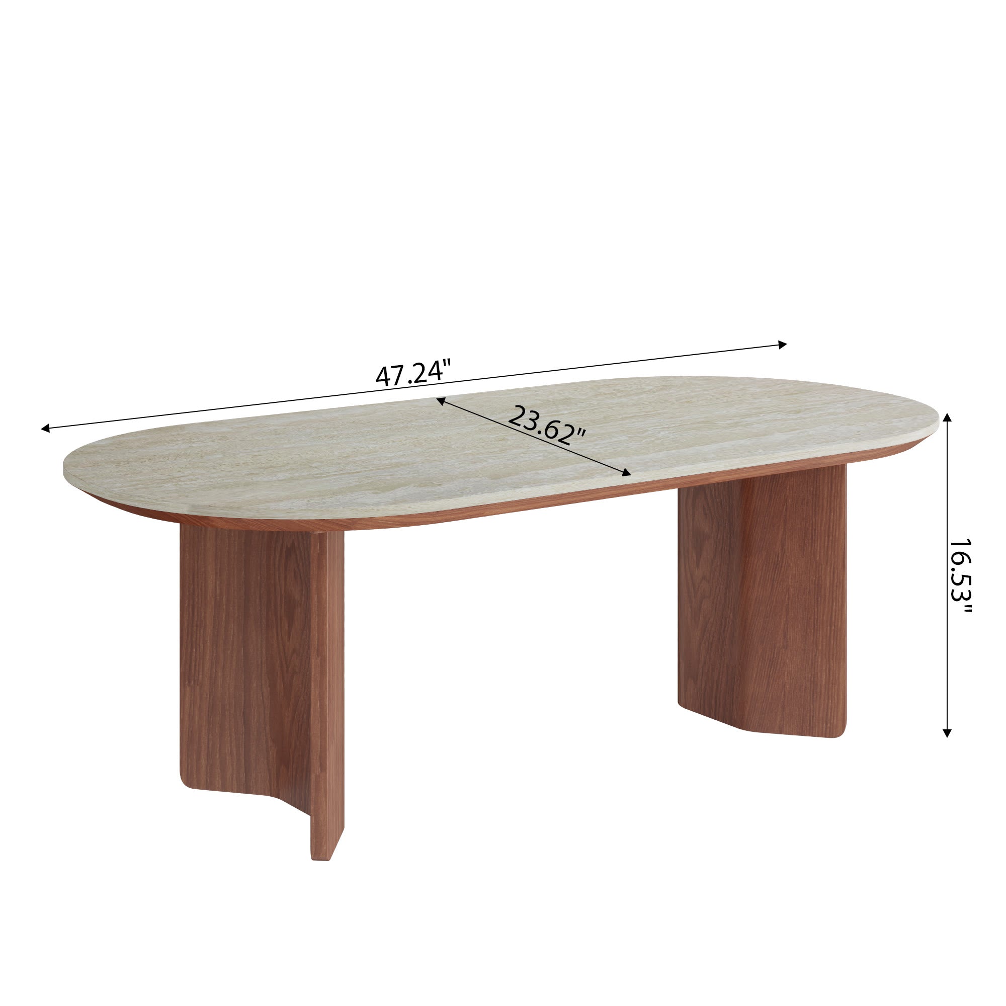 Iffhome Slate Oval Walnut Coffee Table - image 12
