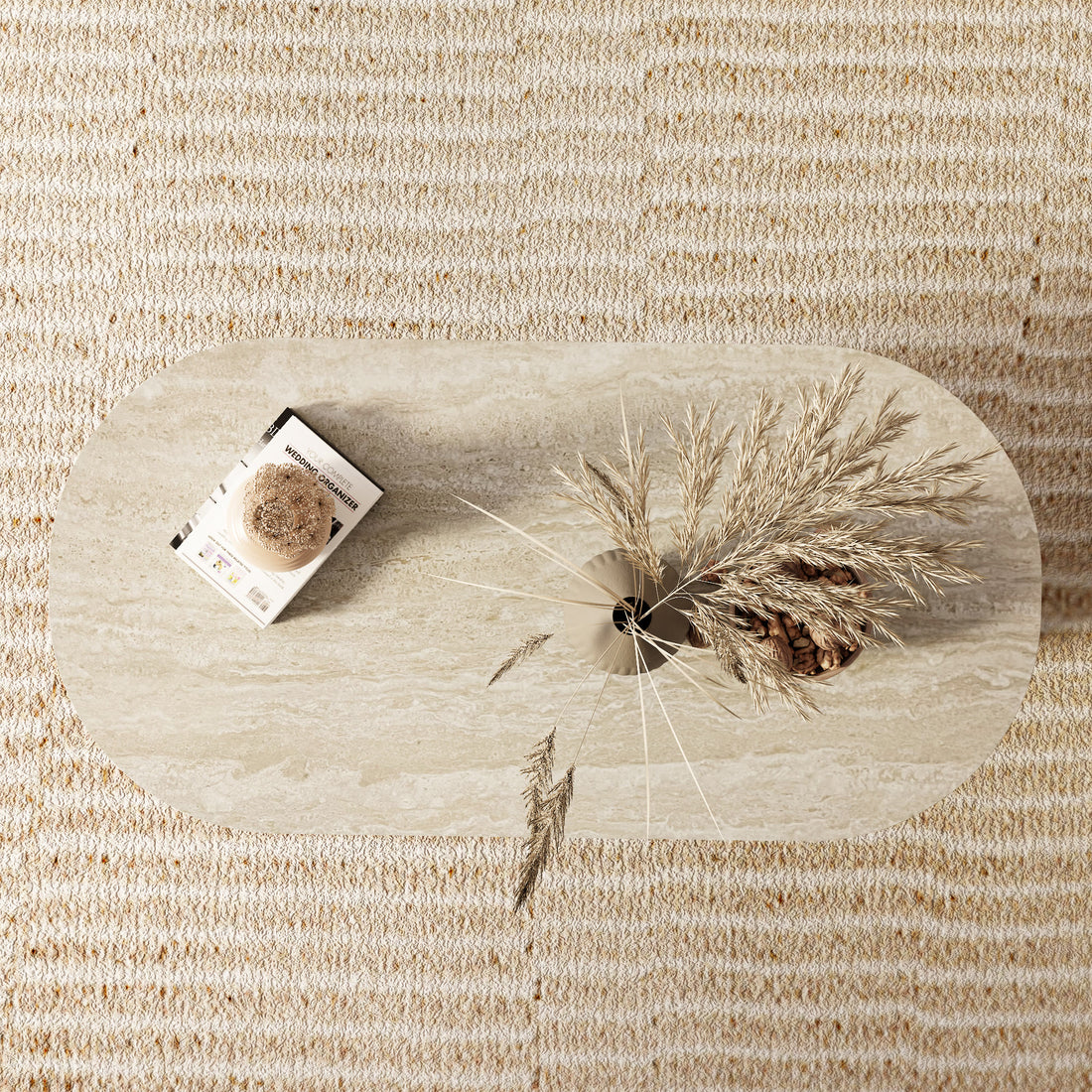 Iffhome Slate Oval Walnut Coffee Table - image 6