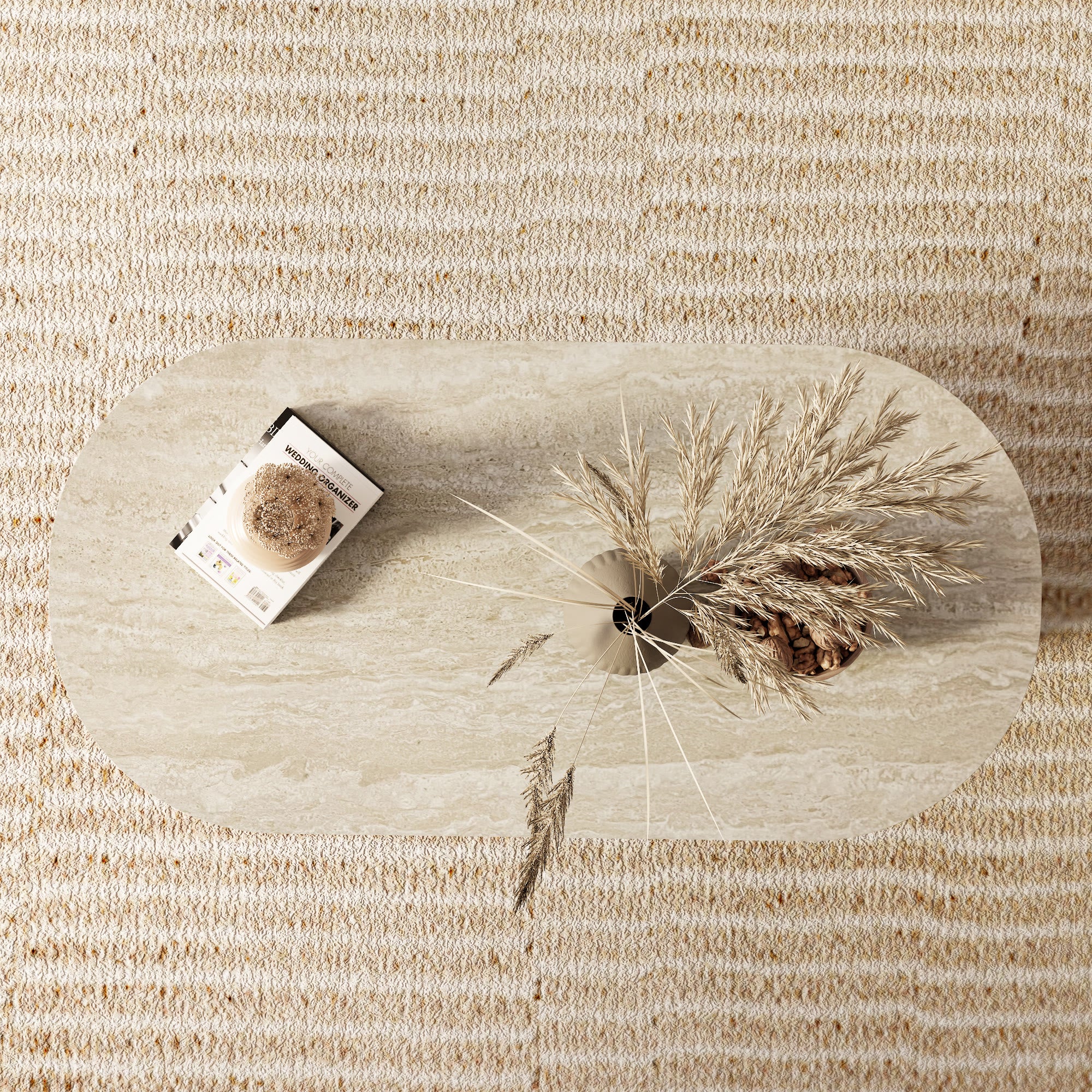 Iffhome Slate Oval Walnut Coffee Table - image 6